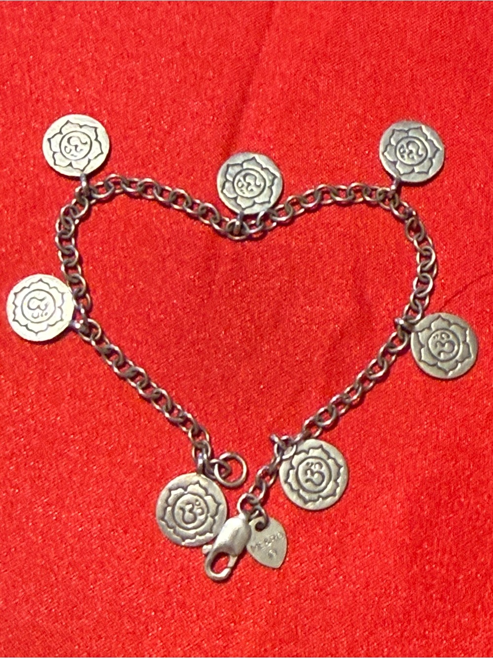 Authentic Me & Ro Sterling Silver Multi Discs Floral Etched Multi Charm Bracelet